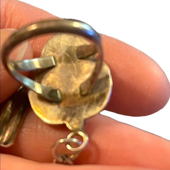 Vintage 1960s Sterling Silver Navajo marked MOP Squash Blossom slave Bracelet - Picture 14 of 16